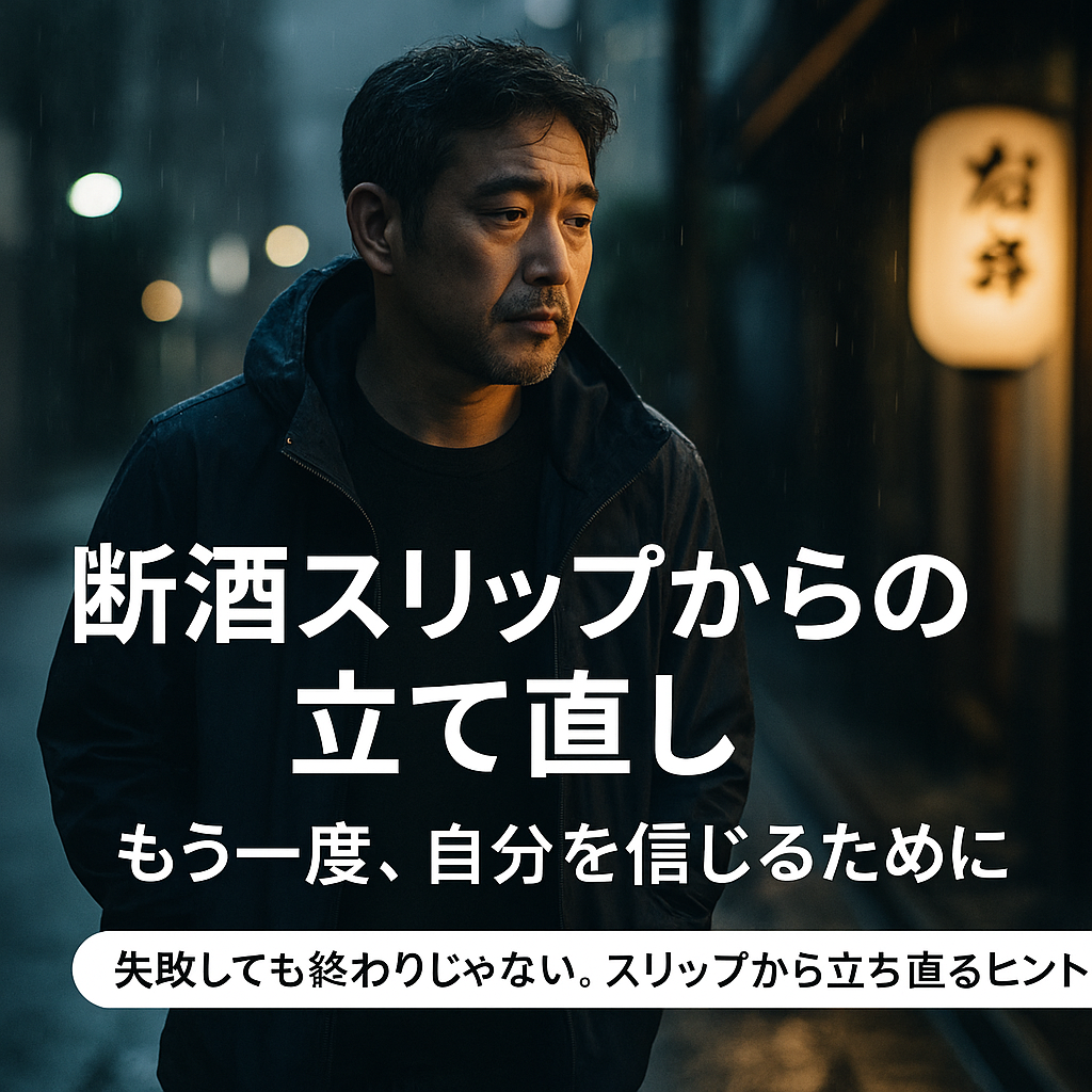 断酒スリップから立ち直ろうとする男性のイメージ