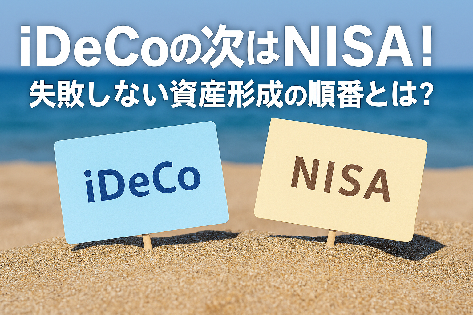 iDeCoとNISAの比較を象徴するグラフィック（投資の優先順位を示す2枚のカード）