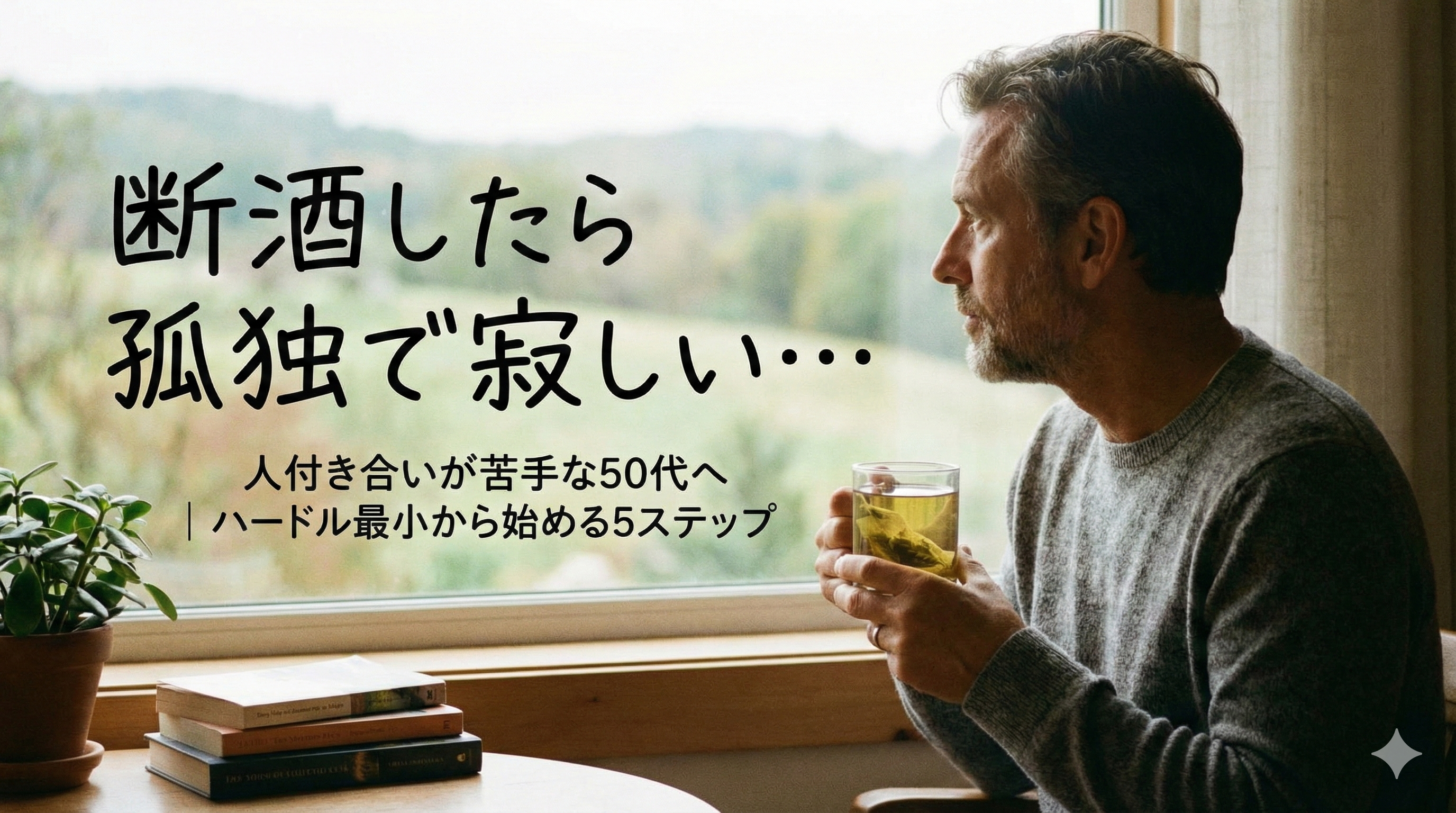 断酒したら孤独で寂しい…人付き合いが苦手な50代へ｜ハードル最小から始める5ステップ