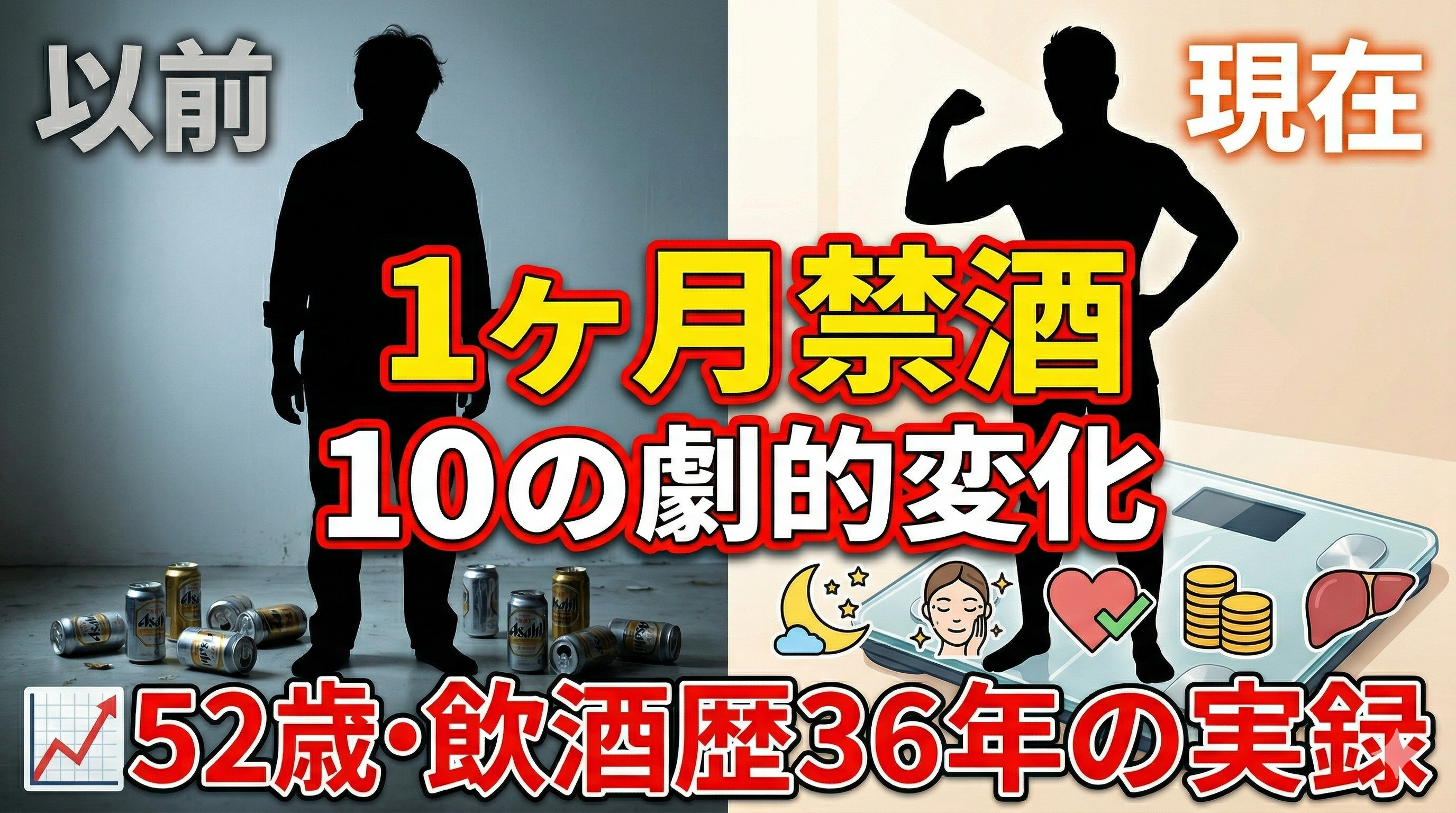1ヶ月禁酒すると体に起こる変化10選【52歳・飲酒歴36年の実録データ付き】