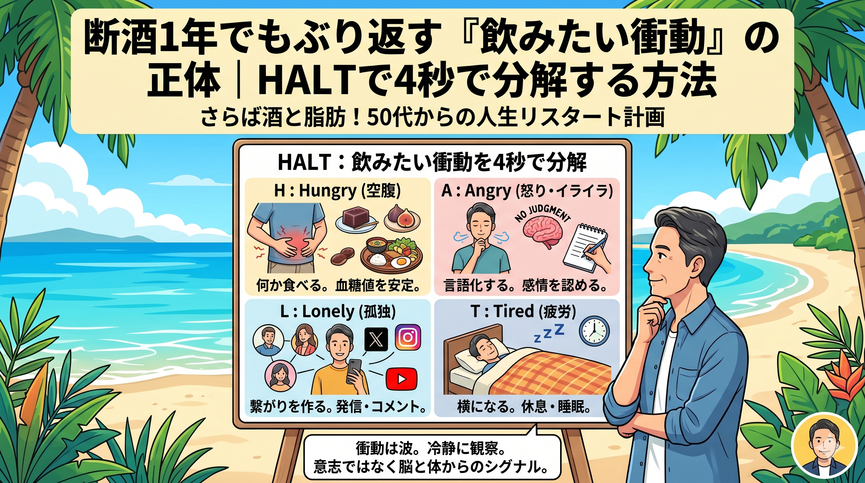 断酒1年でもぶり返す「飲みたい衝動」の正体｜HALTで4秒で分解する方法